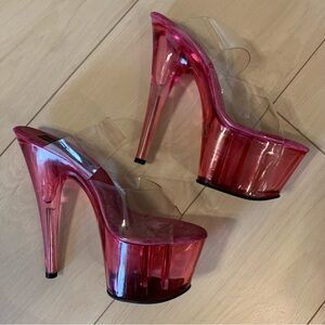 Pink Acrylic and Vinyl Stilettos